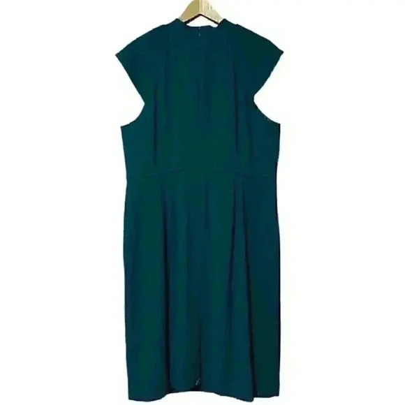J. Crew Ruffle-Front Sheath Dress 18 Tall Green 365 Crepe Business Casual NWT - Picture 3 of 6